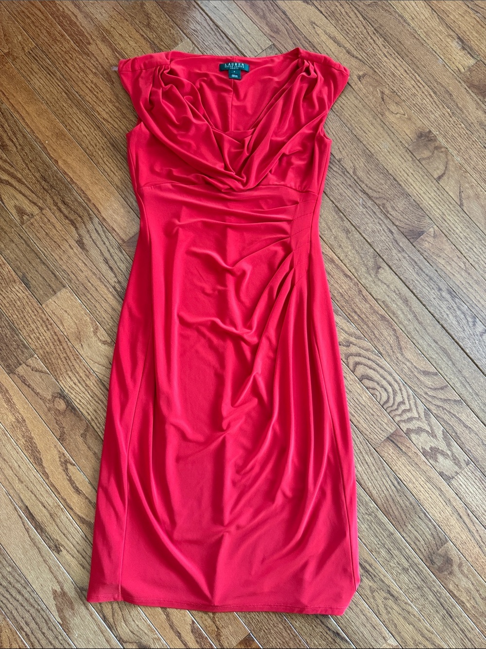 Lauren Ralph Lauren Red Cowl Neck Sheath Dress